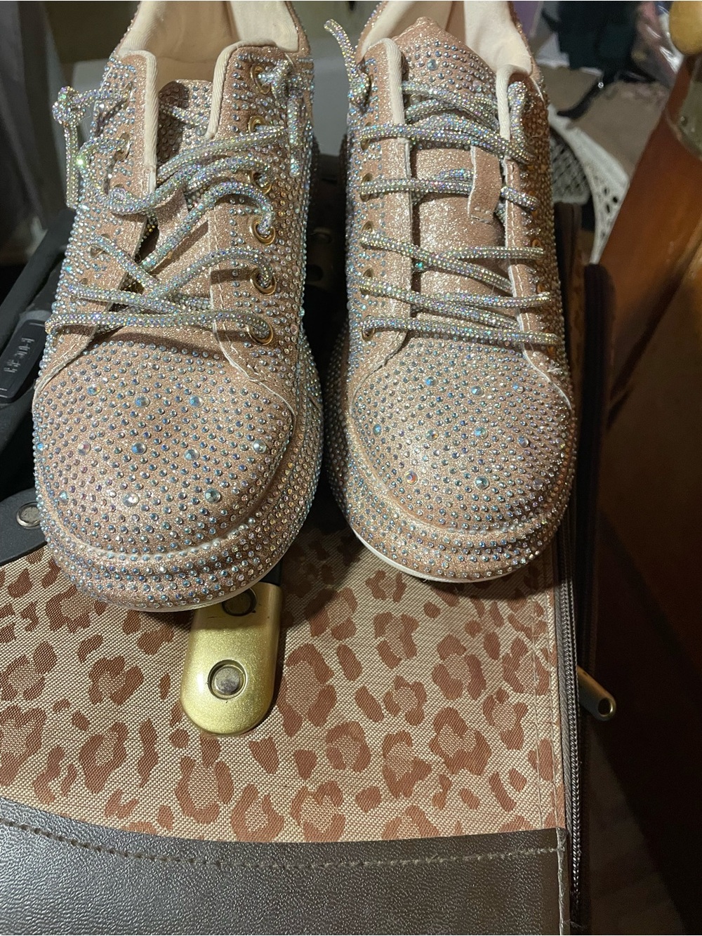 Very G Iridescent Rose Gold colored Glitter Lace-Up Sneakers NWOTS size 10